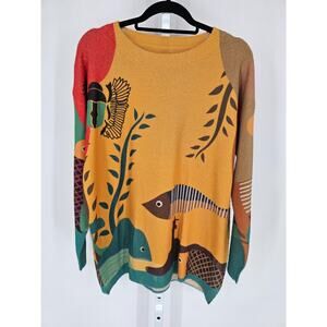 Togputel Vintage Oversized Casual Sweater with Fish Design Womens Sz XL
